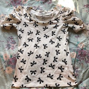 ruffle SLEEVED BOW t shirt